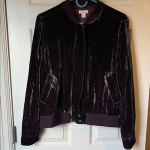Sundance “Wren” Crushed Velvet Bomber Jacket - Deep Purple L